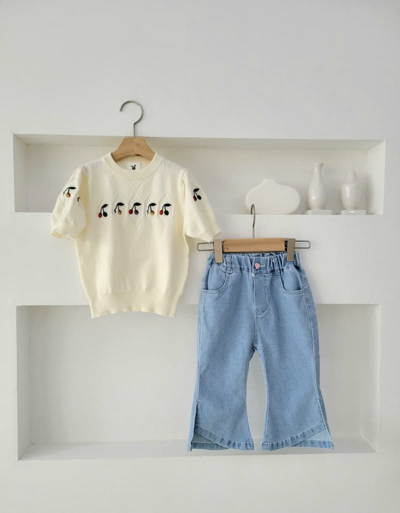 Hanacoco - Korean Children Fashion - #kidsstore - Mini Cherry Knit Tee - 2