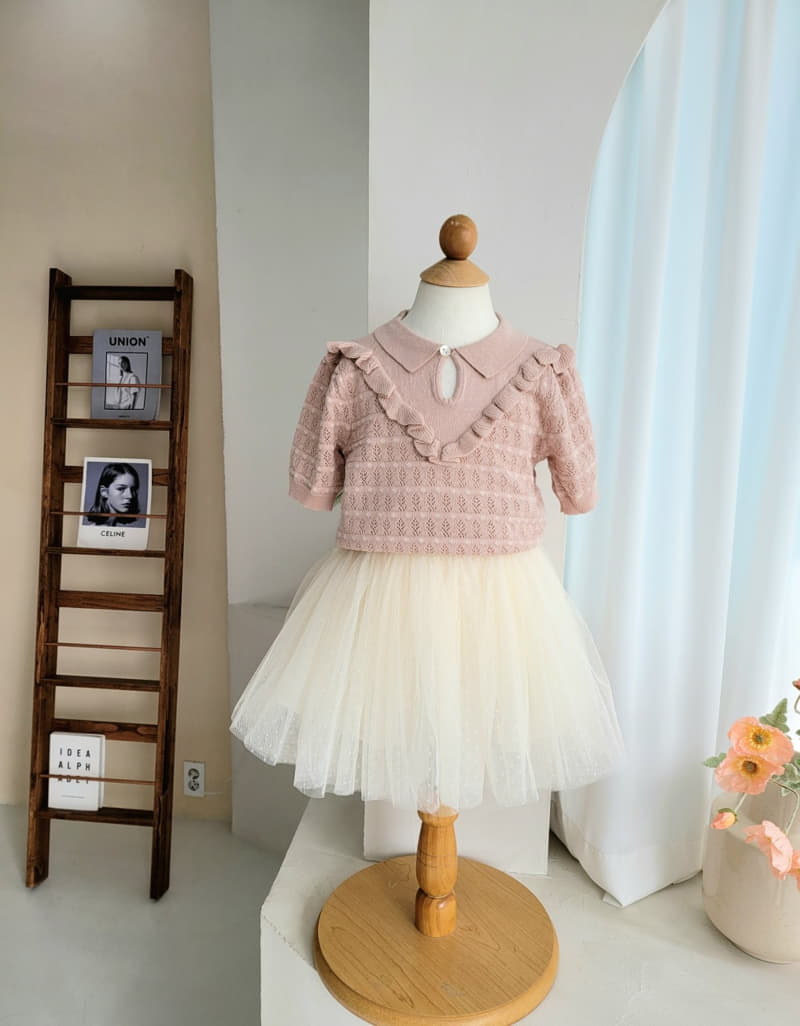Hanacoco - Korean Children Fashion - #littlefashionista - Frill Collar Knit Tee - 6