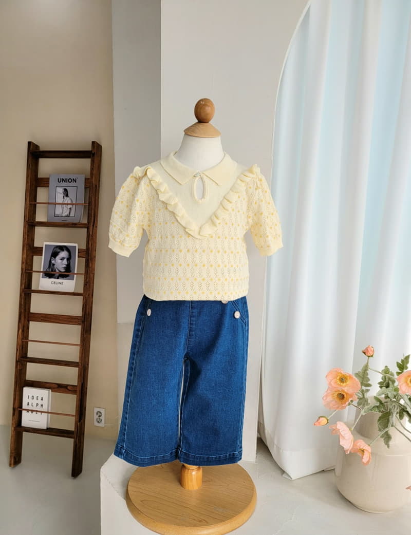 Hanacoco - Korean Children Fashion - #magicofchildhood - Frill Collar Knit Tee - 7