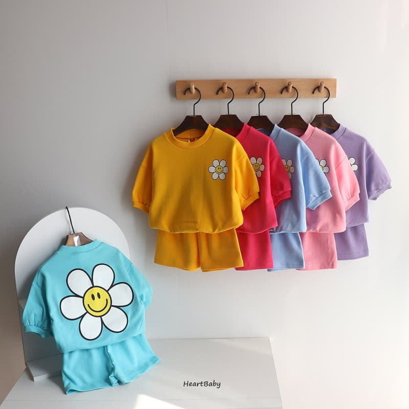 Heart Baby - Korean Children Fashion - #Kfashion4kids - Sun Flower Top Bottom Set - 3