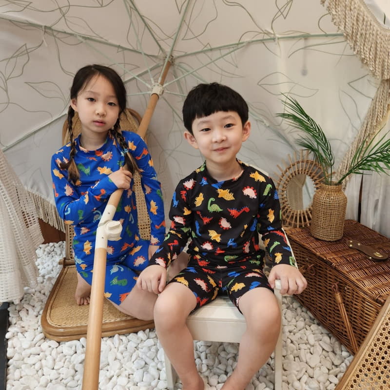 Heart Baby - Korean Children Fashion - #childofig - Dino Rashguard Top Bottom Set - 7