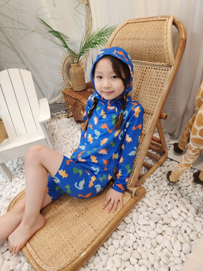 Heart Baby - Korean Children Fashion - #designkidswear - Dino Rashguard Top Bottom Set - 9