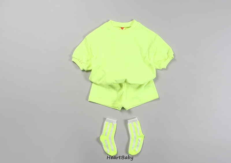 Heart Baby - Korean Children Fashion - #designkidswear - Neon Crayon Top Bottom Set - 8