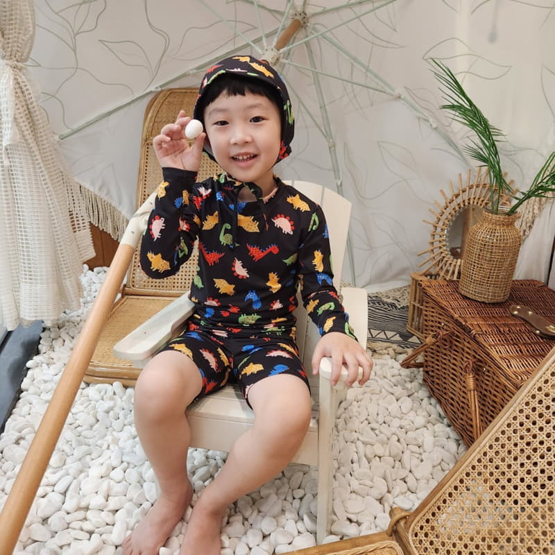 Heart Baby - Korean Children Fashion - #discoveringself - Dino Rashguard Top Bottom Set - 10