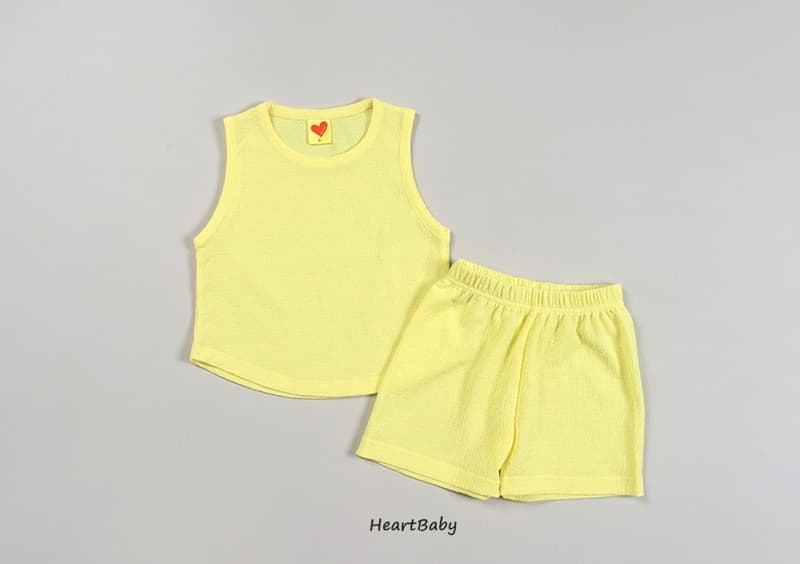 Heart Baby - Korean Children Fashion - #kidsshorts - Macaroon Sleeveless Top Bottom Set - 8