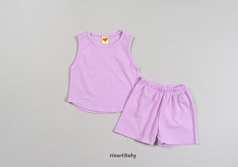 Heart Baby - Korean Children Fashion - #kidsstore - Macaroon Sleeveless Top Bottom Set - 9