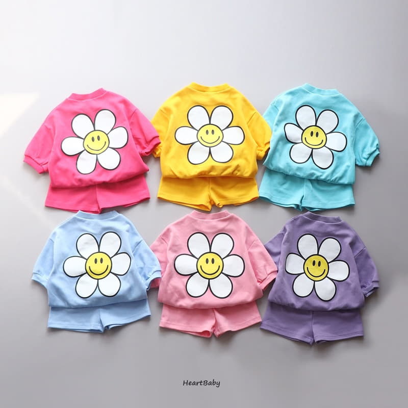 Heart Baby - Korean Children Fashion - #kidzfashiontrend - Sun Flower Top Bottom Set - 2