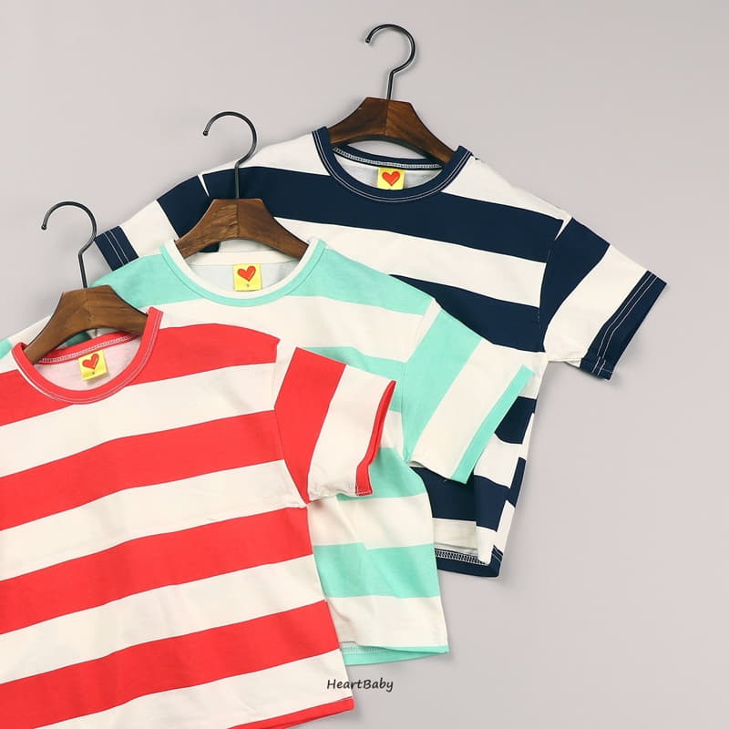 Heart Baby - Korean Children Fashion - #littlefashionista - Big Stripes Tee - 2