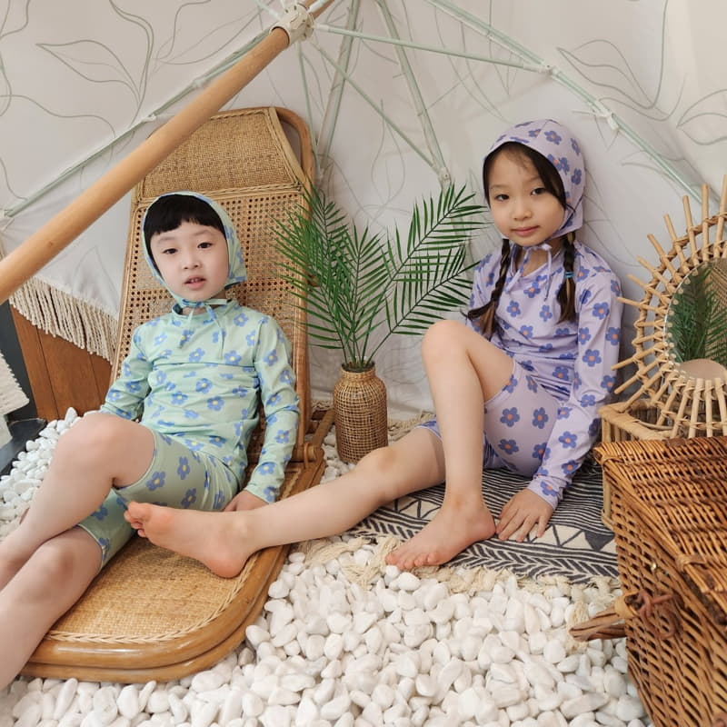 Heart Baby - Korean Children Fashion - #littlefashionista - Daisy Rashguard Top Bottom Set