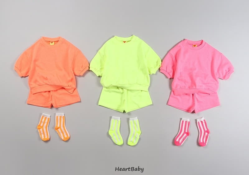 Heart Baby - Korean Children Fashion - #littlefashionista - Neon Crayon Top Bottom Set