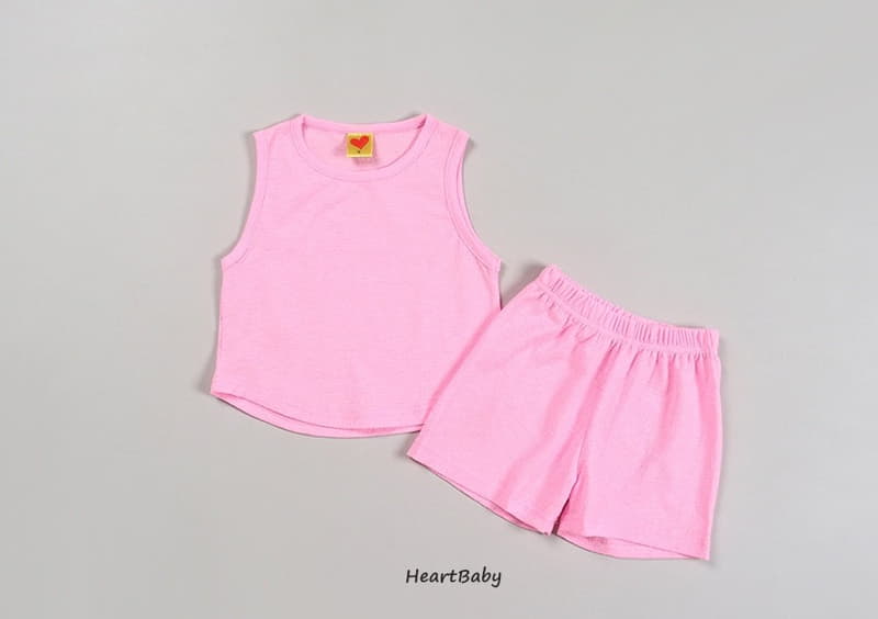 Heart Baby - Korean Children Fashion - #littlefashionista - Macaroon Sleeveless Top Bottom Set - 12