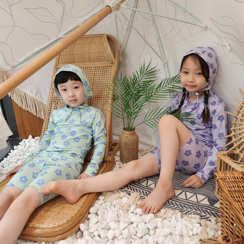 Heart Baby - Korean Children Fashion - #minifashionista - Daisy Rashguard Top Bottom Set - 3