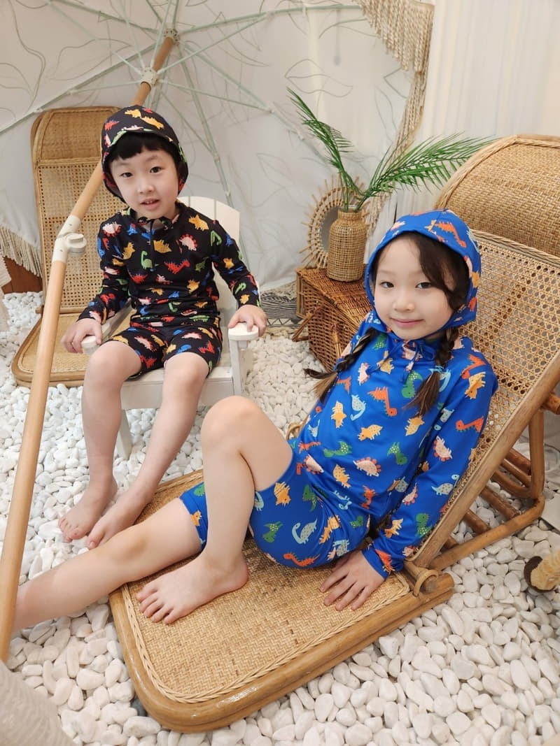 Heart Baby - Korean Children Fashion - #minifashionista - Dino Rashguard Top Bottom Set - 2