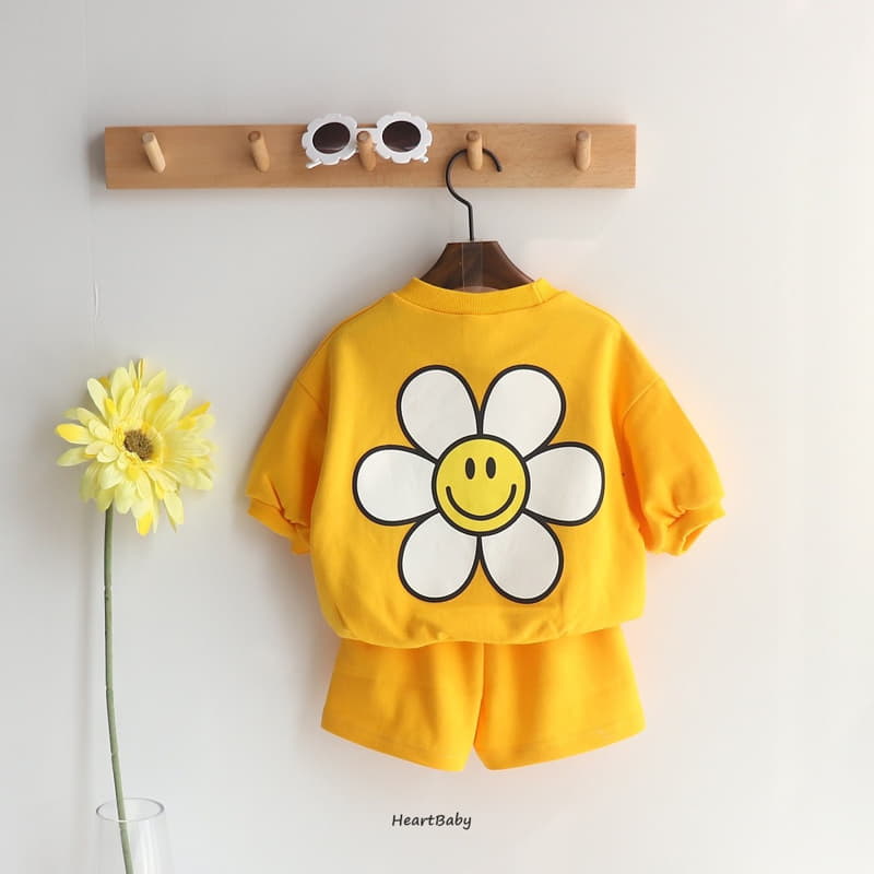 Heart Baby - Korean Children Fashion - #minifashionista - Sun Flower Top Bottom Set - 6