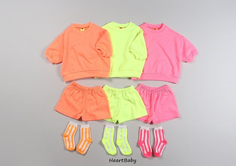 Heart Baby - Korean Children Fashion - #minifashionista - Neon Crayon Top Bottom Set - 3