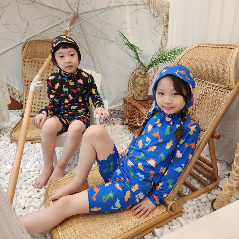 Heart Baby - Korean Children Fashion - #prettylittlegirls - Dino Rashguard Top Bottom Set - 3