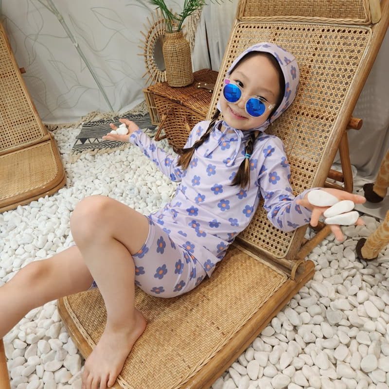 Heart Baby - Korean Children Fashion - #toddlerclothing - Daisy Rashguard Top Bottom Set - 6