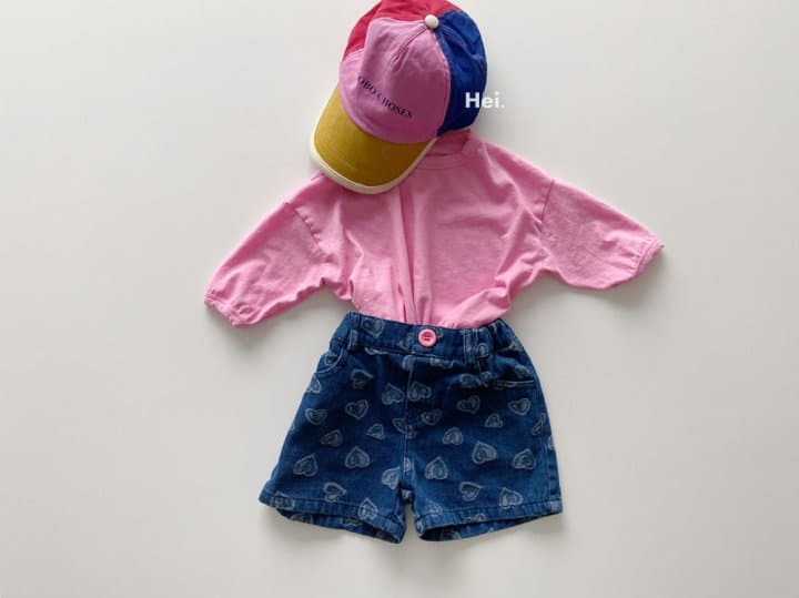 Hei - Korean Children Fashion - #kidsstore - Heart Denim Shorts - 6