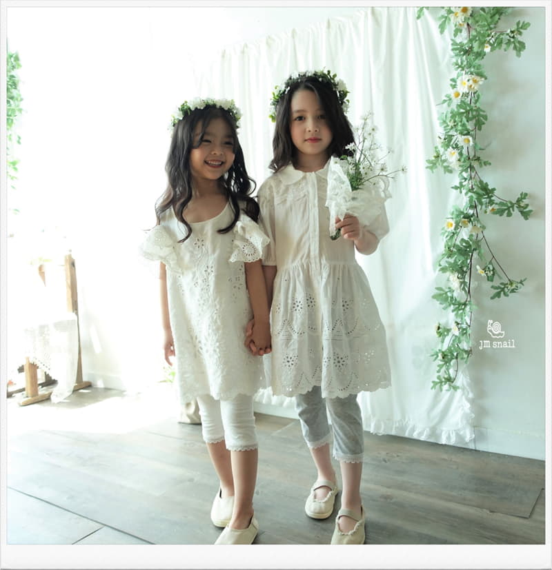 JM Snail - Korean Children Fashion - #childrensboutique - Lace Punching Collar One-piece - 7