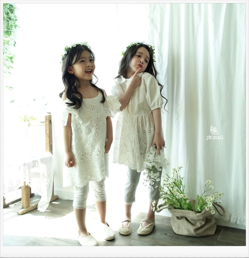 JM Snail - Korean Children Fashion - #kidsshorts - Lace Punching Collar One-piece - 11