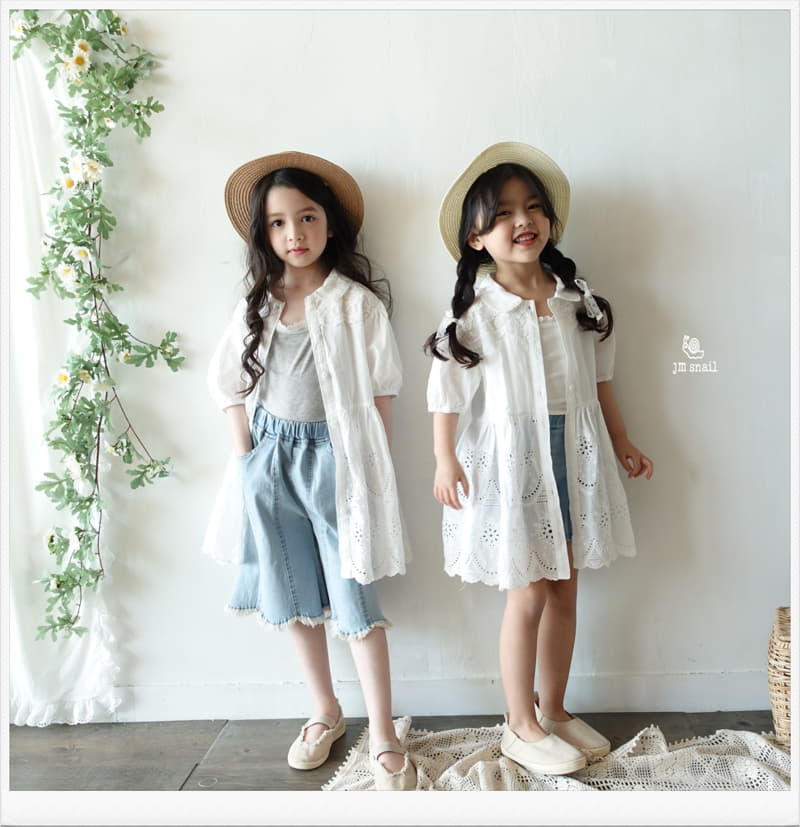 JM Snail - Korean Children Fashion - #kidsstore - Lace Punching Collar One-piece - 12