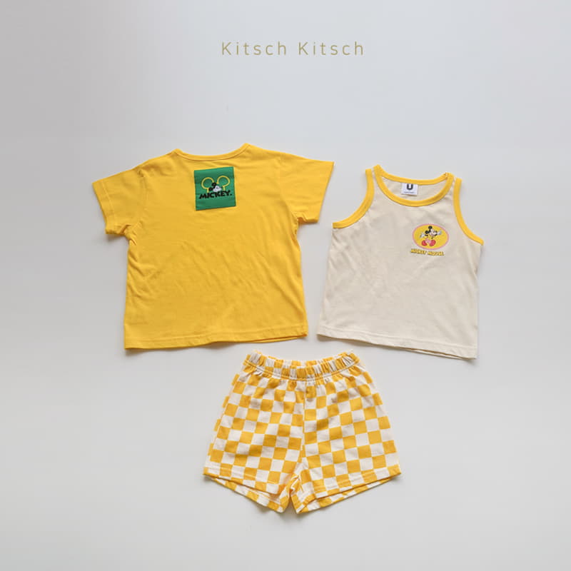 Kitsch Kitsch - Korean Children Fashion - #Kfashion4kids - Check In And Out Sleeveless Tee Bottom Set - 11