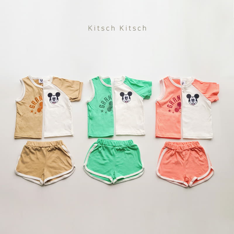 Kitsch Kitsch - Korean Children Fashion - #childofig - Shinninh Mickey Sleeveless Tee Bottom Set