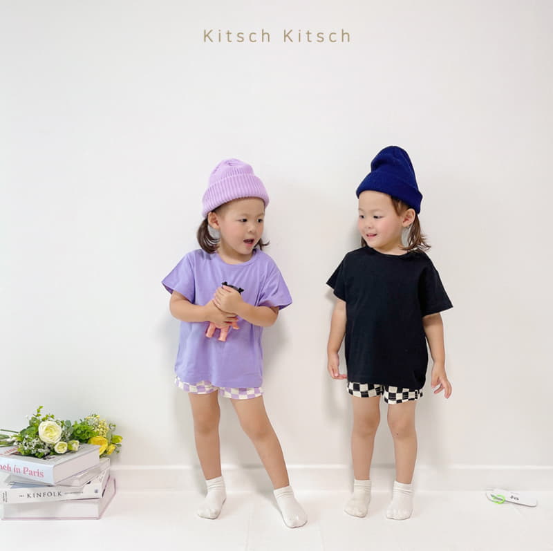 Kitsch Kitsch - Korean Children Fashion - #childofig - Check In And Out Sleeveless Tee Bottom Set - 4