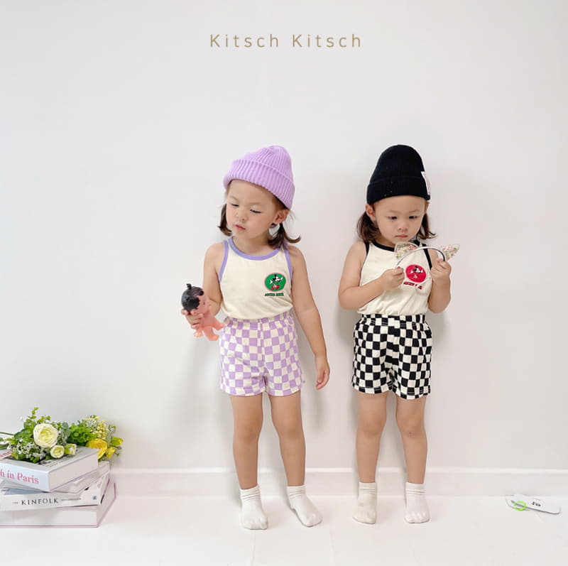 Kitsch Kitsch - Korean Children Fashion - #designkidswear - Check In And Out Sleeveless Tee Bottom Set - 5