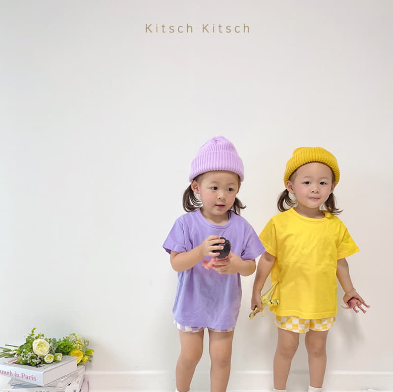 Kitsch Kitsch - Korean Children Fashion - #kidsshorts - Check In And Out Sleeveless Tee Bottom Set - 8