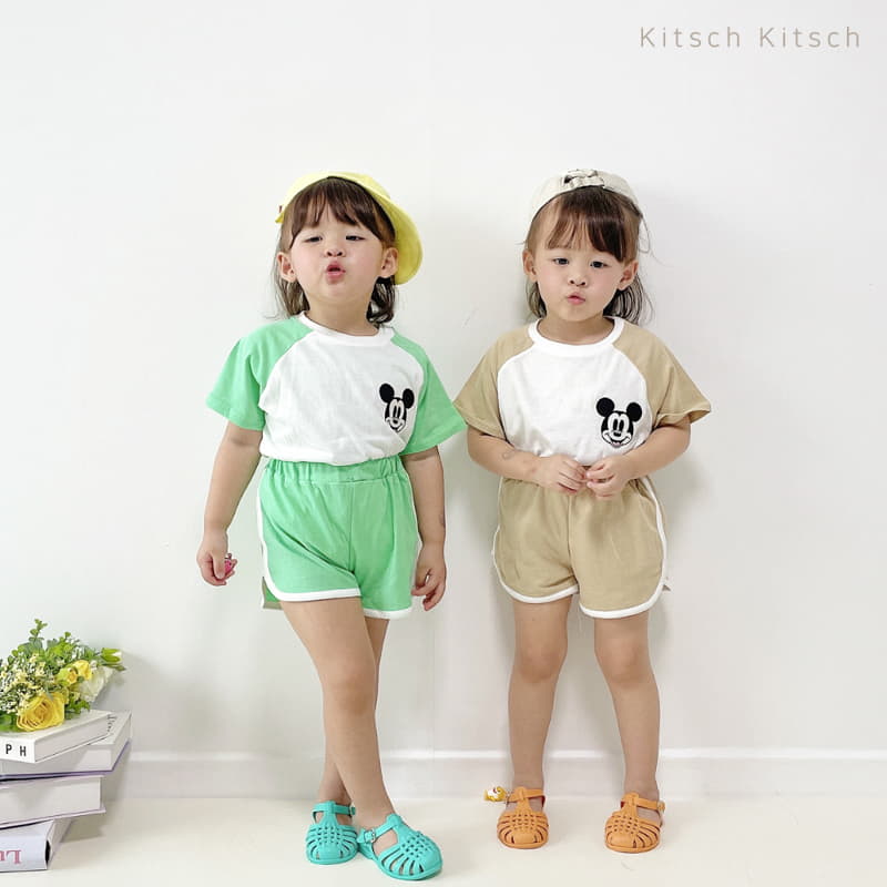 Kitsch Kitsch - Korean Children Fashion - #kidsstore - Shinninh Mickey Sleeveless Tee Bottom Set - 7