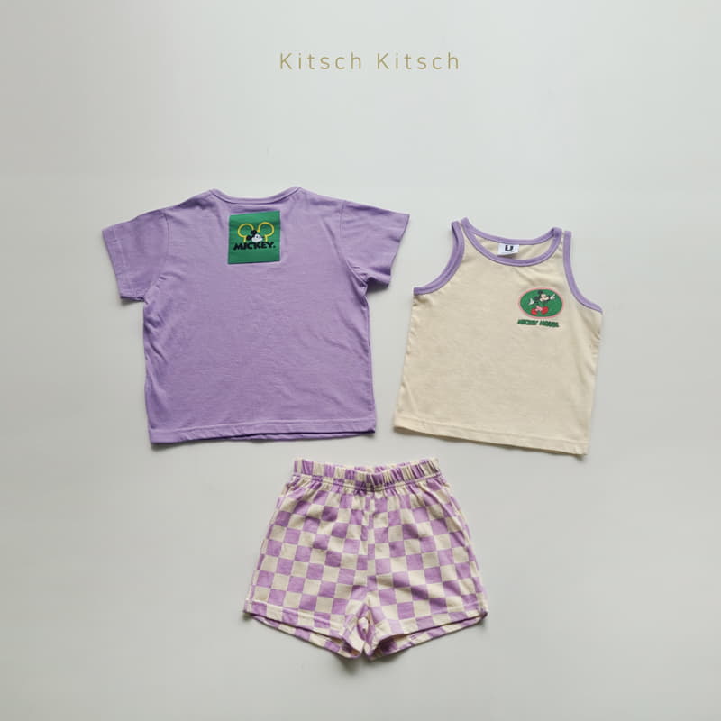 Kitsch Kitsch - Korean Children Fashion - #kidzfashiontrend - Check In And Out Sleeveless Tee Bottom Set - 10