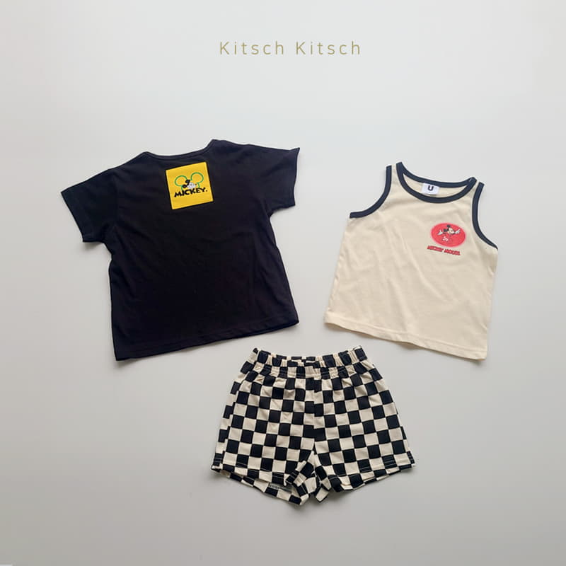 Kitsch Kitsch - Korean Children Fashion - #littlefashionista - Check In And Out Sleeveless Tee Bottom Set - 12