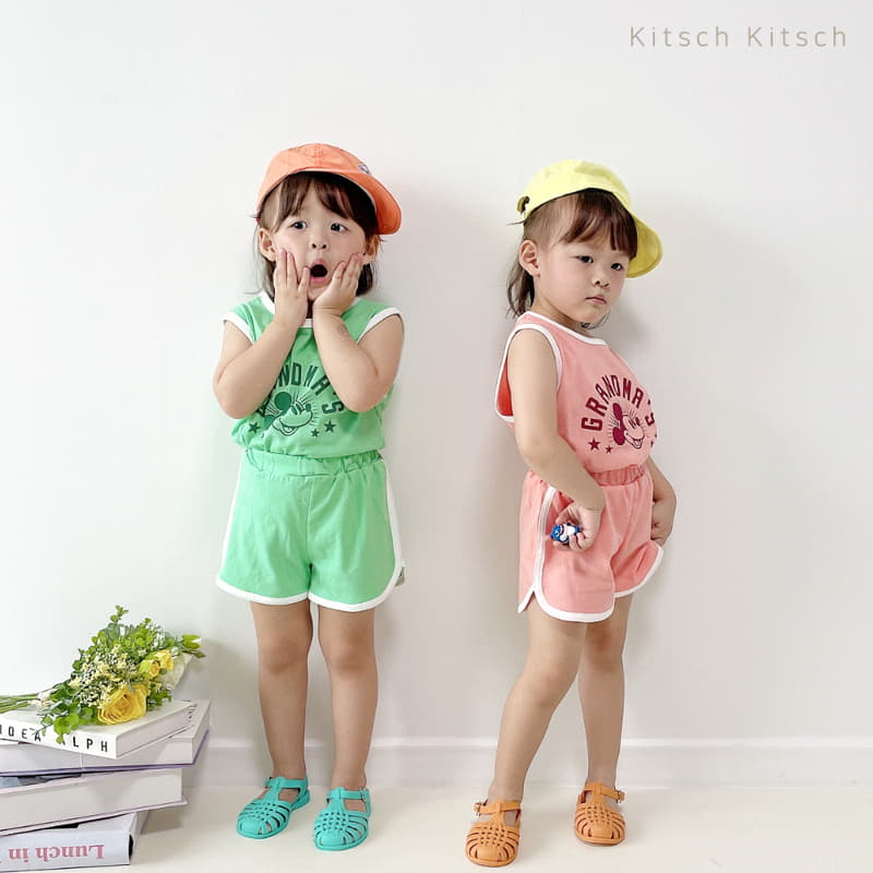 Kitsch Kitsch - Korean Children Fashion - #littlefashionista - Shinninh Mickey Sleeveless Tee Bottom Set - 10