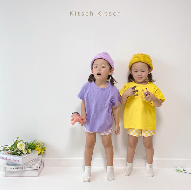 Kitsch Kitsch - Korean Children Fashion - #stylishchildhood - Check In And Out Sleeveless Tee Bottom Set - 2