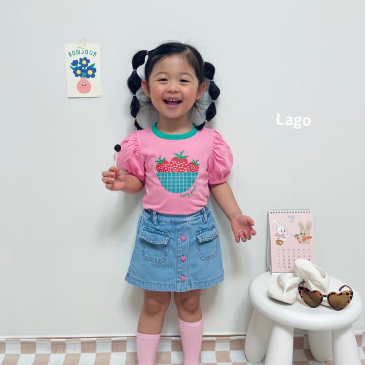 Lago - Korean Children Fashion - #kidsshorts - Strawberry Bucket Tee - 8