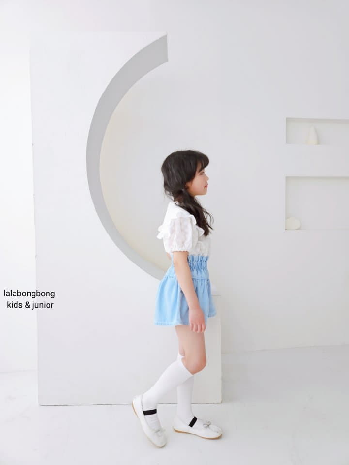 Lalabongbong - Korean Children Fashion - #childofig - Denim Shirring Shorts - 3