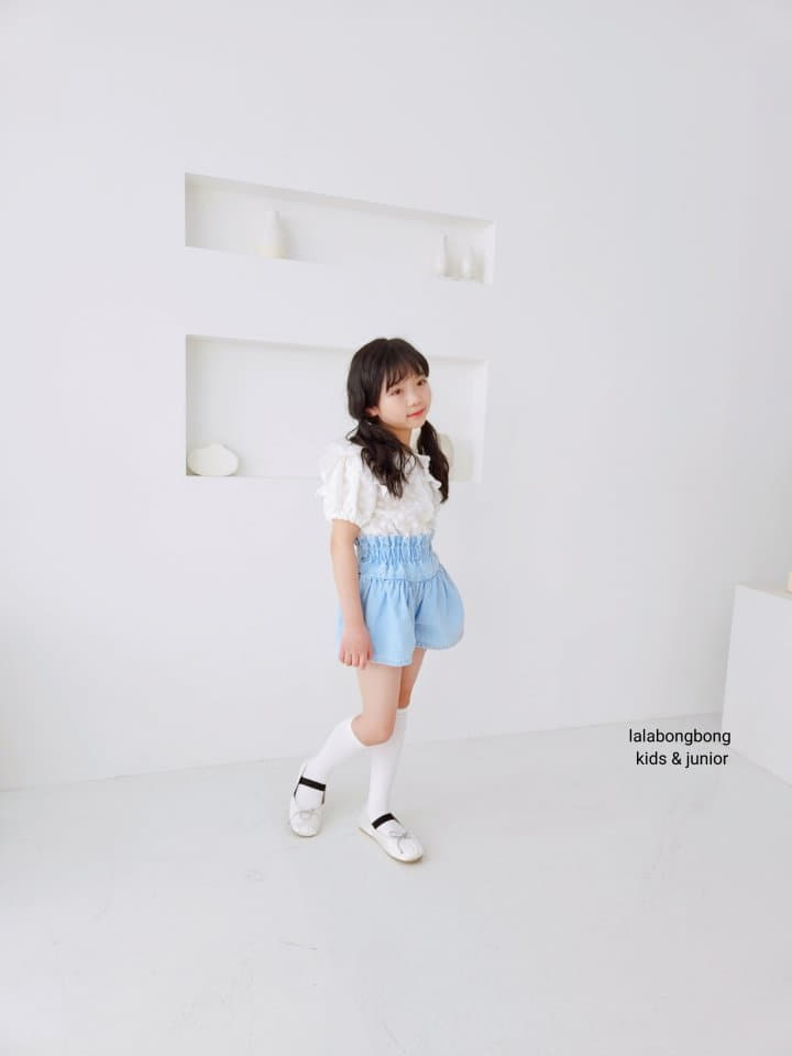 Lalabongbong - Korean Children Fashion - #discoveringself - Denim Shirring Shorts - 6
