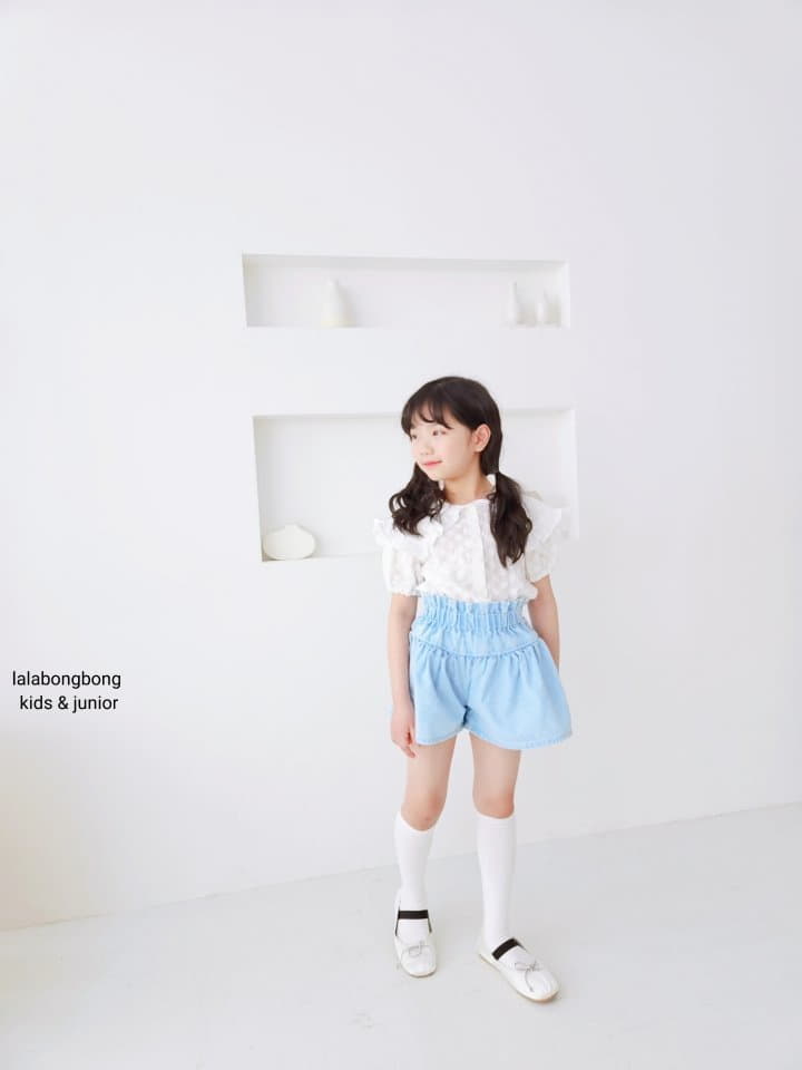 Lalabongbong - Korean Children Fashion - #fashionkids - Denim Shirring Shorts - 7