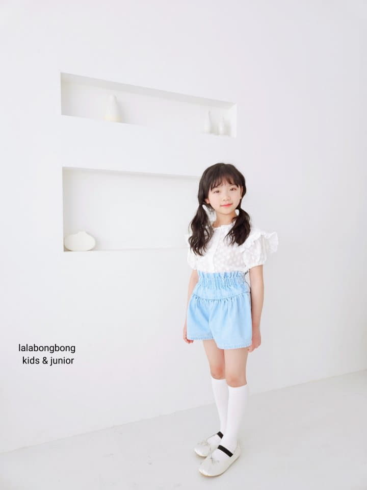 Lalabongbong - Korean Children Fashion - #kidsstore - Denim Shirring Shorts - 9