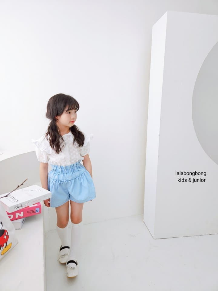 Lalabongbong - Korean Children Fashion - #kidzfashiontrend - Denim Shirring Shorts - 10