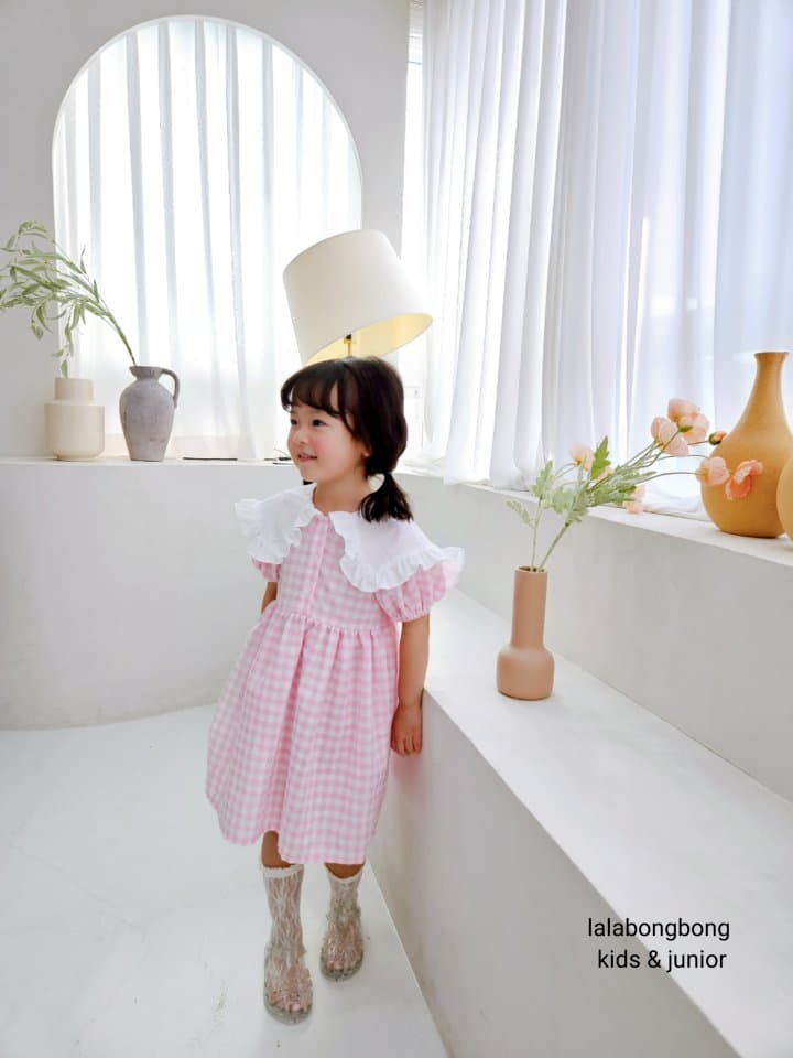 Lalabongbong - Korean Children Fashion - #prettylittlegirls - Check One-piece - 3