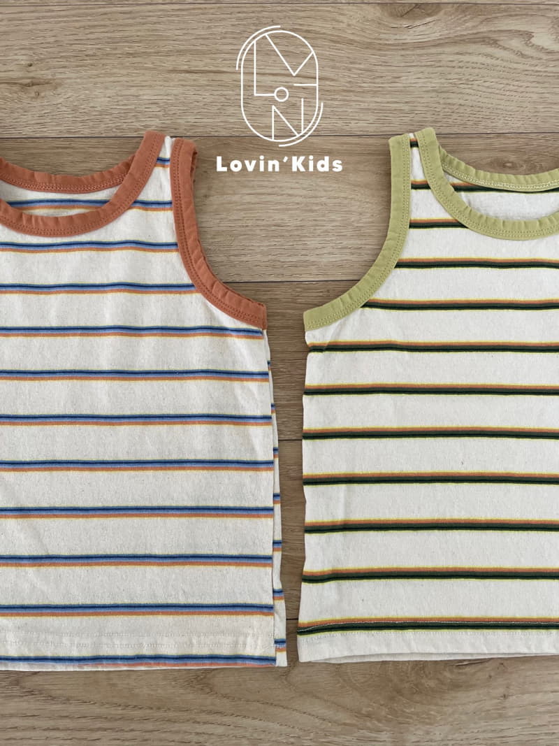 Lovin - Korean Children Fashion - #fashionkids - Stripes Sleeveless Top Bottom Set - 2