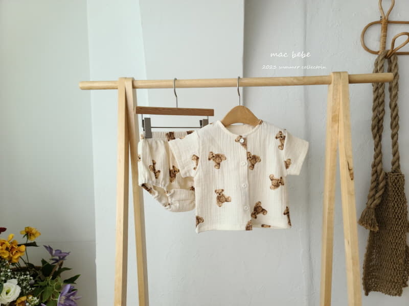 Mac - Korean Baby Fashion - #babyfashion - Bear Top Bottom Set - 4
