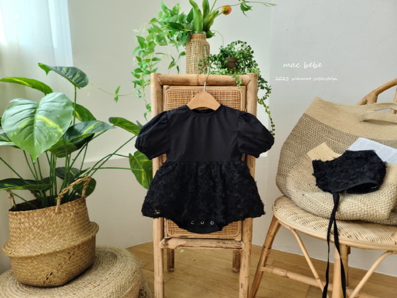 Mac - Korean Baby Fashion - #babyoninstagram - Rose One-piece Bodysuit with Bonnet - 6