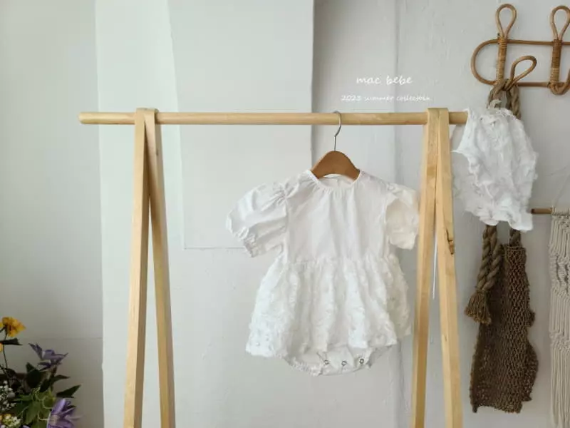 Mac - Korean Baby Fashion - #babyootd - Rose One-piece Bodysuit with Bonnet - 7