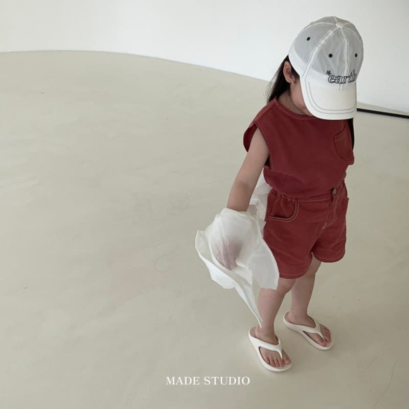 Made Studio - Korean Children Fashion - #kidsshorts - Button Sleeveless - 5