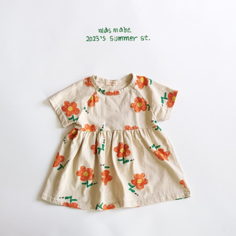 Masmabe - Korean Children Fashion - #toddlerclothing - Red Flwoer One-piece