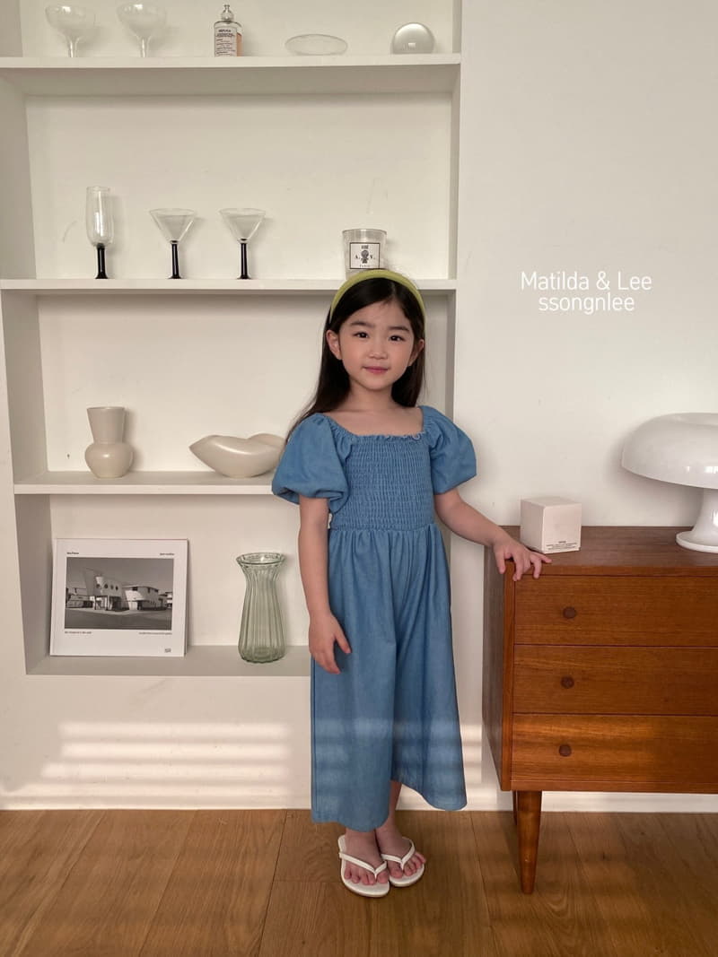 Matilda & Lee - Korean Children Fashion - #Kfashion4kids - Denim Smocked Jumpsuit - 8