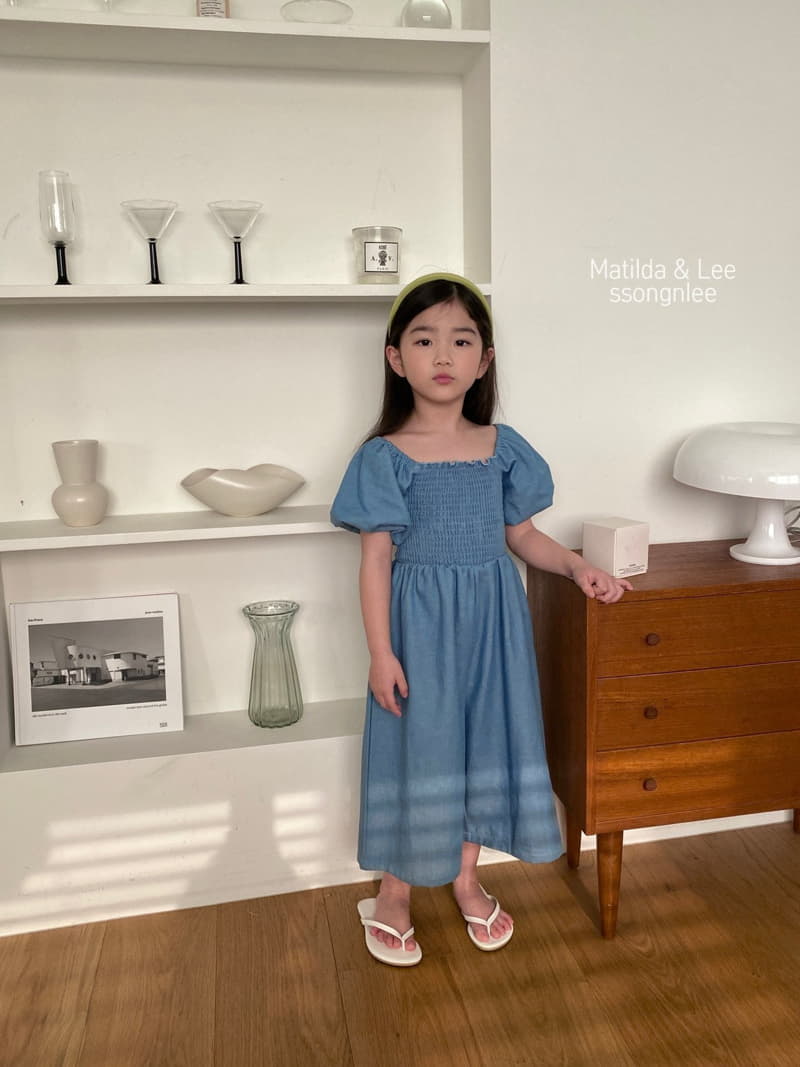 Matilda & Lee - Korean Children Fashion - #childrensboutique - Denim Smocked Jumpsuit